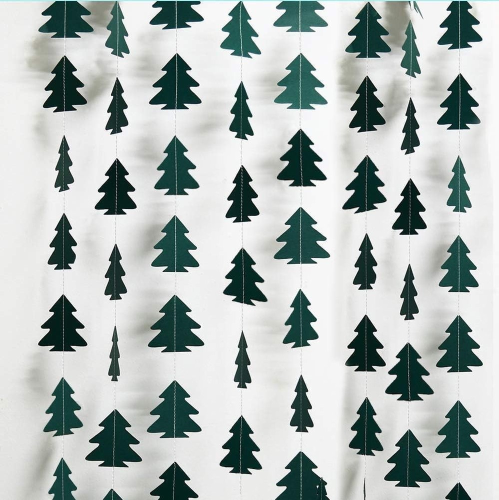 Dark Green Pine Tree Garland Camping Decorations Woodland Theme Baby Shower H…