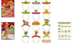 Flexible Mexican Sombrero Headbands – 12-Pc Colorful Fiesta Decoration Set