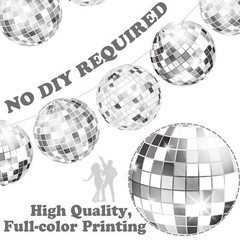 4pcs Sliver Disco Ball Party Banners 70s Disco Birthday Party Decoration Disc…