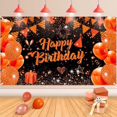 Orange Birthday Banner Decorations Large Orange Black Happy Birthday Banner Deco