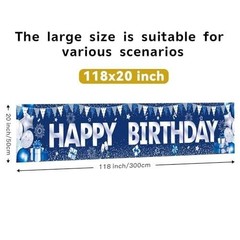 Happy Birthday Banner, 118×20 Inch Large Blue Party Happy Birthday Banner-a