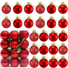 24 Count Small Christmas Ornaments Balls, Mini Ornaments for Mini 1.2 inch Red