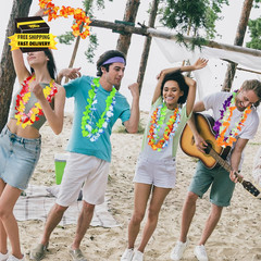 12PCS Hawaiian Leis, Leis for Luau Party Accessories Bulk, Colorful Tropical The