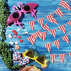 5 Sets 160 ft 100 Pieces Carnival Circus Bunting Banner Red and White Striped