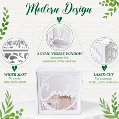 OurWarm Wedding Card Box for Reception, PVC Gift Holder PVC, White