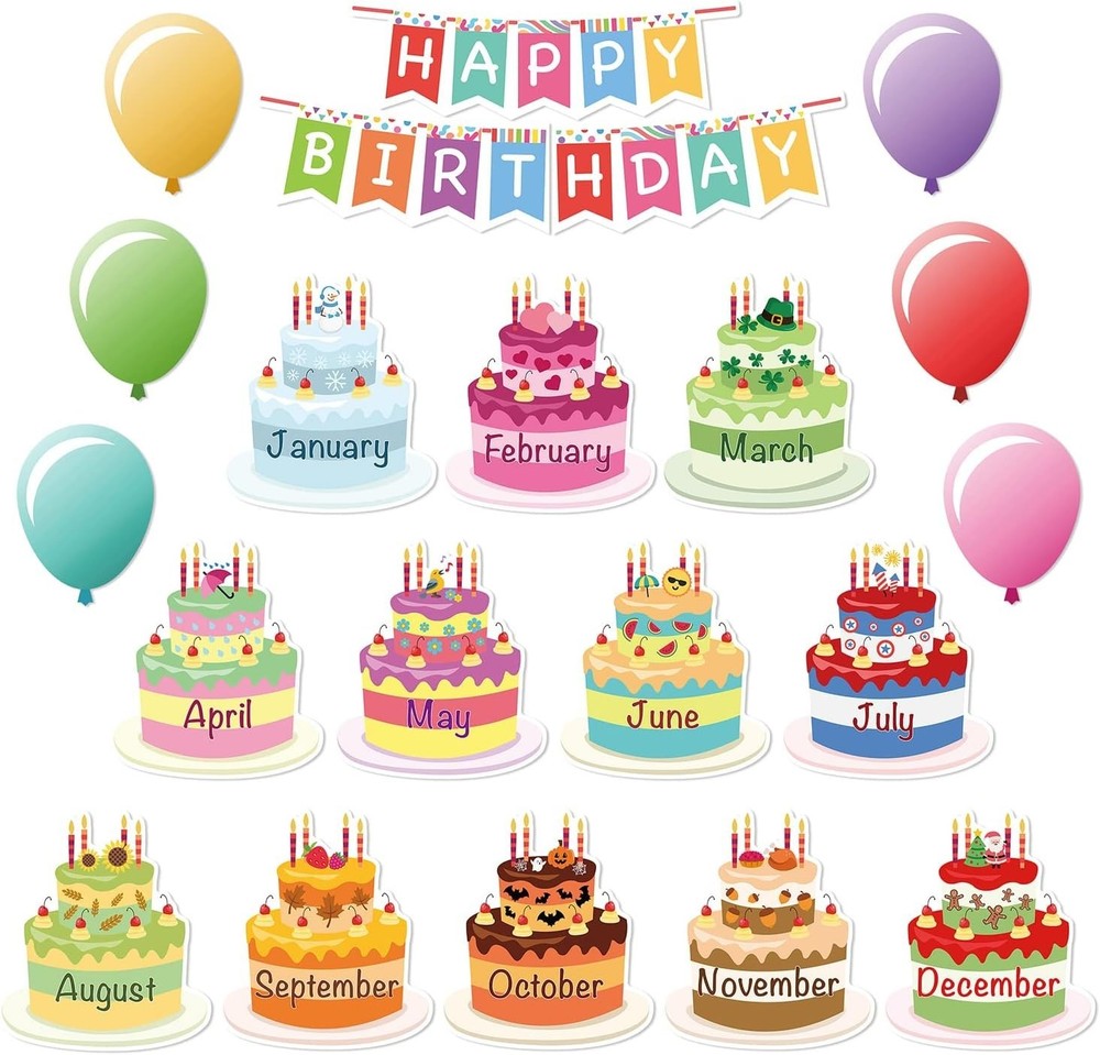 Happy Birthday Bulletin Board Set, 20 Pcs, Decorations for Birthday
