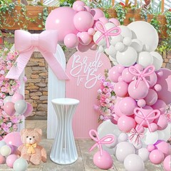 Coquette Pink Bow Balloon Arch Kit – 114pc Pastel Light Bow & White Balloon G…