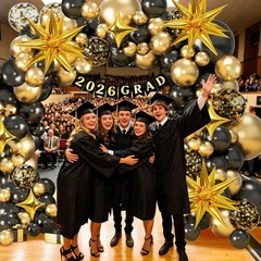 Black and Gold Balloon Arch Kit, 126PCS Black and Gold Party Decorations for …