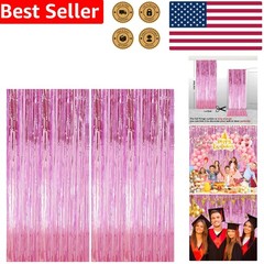 Metallic Foil Fringe Tinsel Curtains – 2 Pack 3.28 x 6.56 ft Party Backdrop