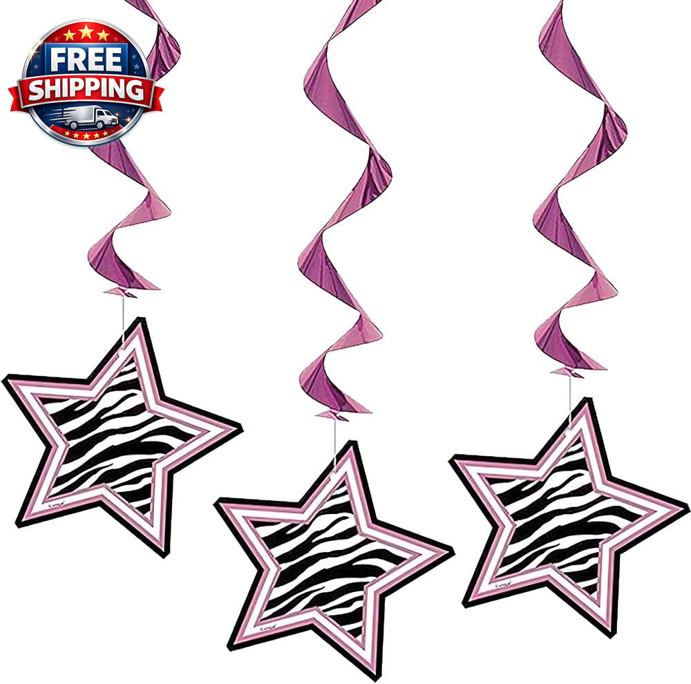 Zebra Passion Pink Hanging Swirl Hanging Decorations (26″, 3Ct) – Eye-Catching