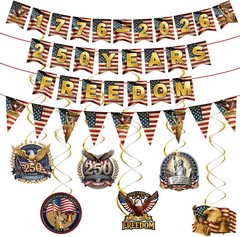 USA 250th Anniversary Patriotic Party Decorations Set,4th of July Banners & Hang