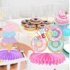 Two Sweet Party Honeycomb Centerpieces 12Pcs Donut 2nd Birthday Party Decorat…