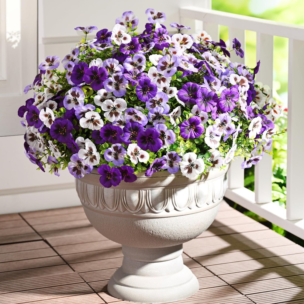 Waipfaru 36 Bundles Artificial Pansy Flowers for Outdoor, UV Resistant Faux S…