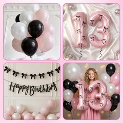 38Pcs Happy 13th Decorations for Girls White Pink and Black Balloons/13 Ballo…