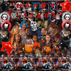Horror Birthday Party Decorations Kit – 38 Pcs Halloween Themed Supplies with Ba