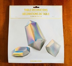 Amscan Table Decorations, 3 pcs, Diamond/Gem Shapes, Silver Iridescent