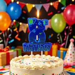 Video Game Birthday Number 8 Candle, 3.5 X3.2In Level up Gamer 8Th Birthday Cake