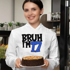 1 PCS Bruh I’m 17 Cake Topper Glitter Happy 17th Birthday Pick Bro Blue Decor