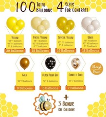 Juego De Guirnalda De Globos De Abeja Para Niñas Ninas Kit De Arco De Globo NEW.
