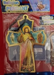 3 CROSS WOOD – VIRGIN MARY GUADALUPE – And JESUS NEW IN BAG
