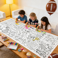 Coloring Tablecloth 31 X 72 Inch, Touchdown Theme Paper Coloring Poster Sports P