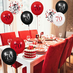 70Th Birthday Balloons for Women, 16Pcs Red Black Happy 70Th Birthday Balloons D