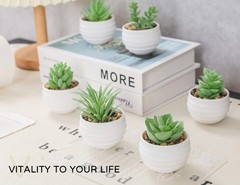 Der Rose 6 Pack Fake Plants Small Realistic Succulents 3.14″H × 2.3″W, Green