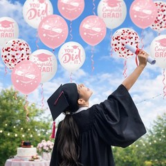 2026 Graduation Balloons Pink White Latex Confetti Congrats Grad Party Decor