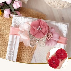 12Pcs 2″ Chiffon Flowers with Rhinestone Pearl Sewing Fabric Flowers, Red