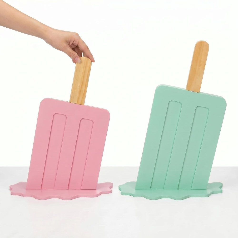 2 PCS 20 Inch Wooden Ice Cream Sign Backdrop Pink Green Party Decorations