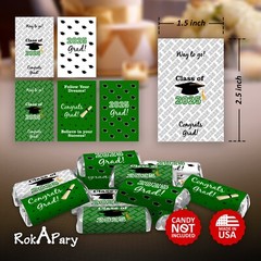 Class of 2025 Graduation Mini Candy Wrapper | Set of 60 Stickers | Green Theme