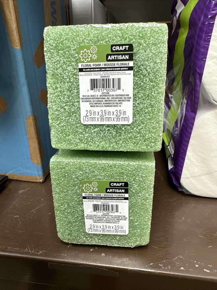 Set Of 4 Floral Foam – Floral Craft Green Foam Blocks 2.9” X 3.9” X 3.9” Square