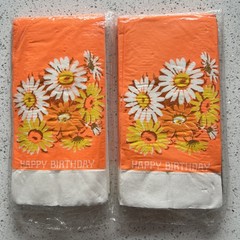 Vintage MCM Daisy Happy Birthday Gibson (20) Luncheon Orange Napkins 3 Ply