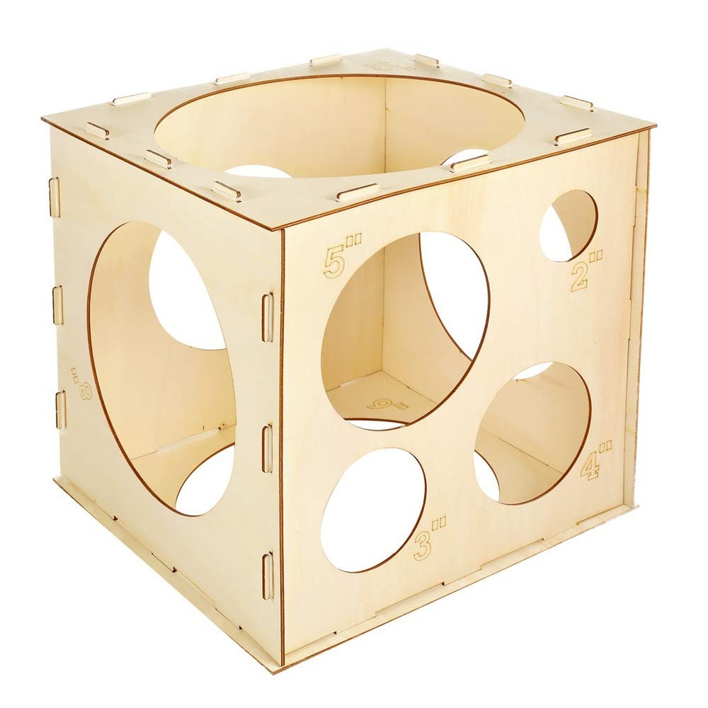Pllieay 9 Sizes Collapsible Wood Balloon Sizer Cube Box for Balloons Decorati…