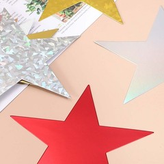 48 Pcs Stars Cutouts, 6 Inch Double Printed Paper Stars, Gold/Red