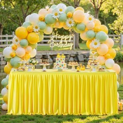Party Talk 1 Pack Yellow Rectangle Table Clothes for 6 Foot Tables, Polyester Wr
