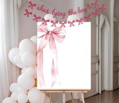 She’s Tying The Knot Banner & Pink Glitter Pink Bow Bunting Garland – Coquett…
