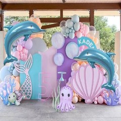 2 PCS Large Dolphin Balloons 46 Inch Ocean Animal Foil Mylar Party Decorations