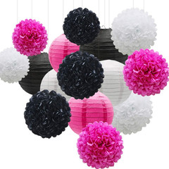 15 Pcs Navy Blue Party Decorations – Easy Assemble Tissue Paper Pom Poms & Honey