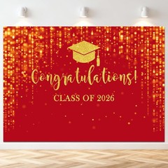 7x5Ft Black Gold 2026 Graduation Backdrop Congrats Grad Photo Booth Party Decor