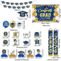 2026 Graduation Decorations Set – Congrats Grad Party Decor with Banner, Back…
