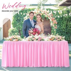 Party Talk 2-Packs Pink Polyester Fitted Tablecloths for 6ft Rectangle Tables