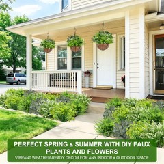 12 Bundles 4 Styles Artificial Plants Outdoor, UV Resistant No 12P, Green