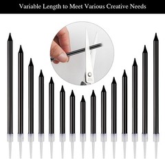 BEAN LIEVE 30-Count Black Long Thin Birthday Candles, Cake