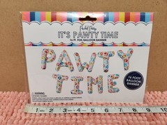 Packed Party Make A Statement «Pawty Time» Foil Balloon Banner 16 Ft NEW