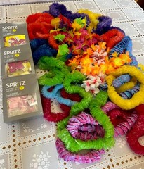 LARGE Hawaiin Luau flower leis assorted lot lei kits and fun parasol party picks