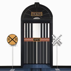 Preboun 5 Pcs Train Party Decorations Train Ticket Station Hall Door Curtain