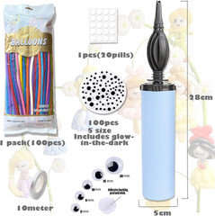 260Q Long Balloons Kit with Pump,100Pcs Long Skinny Twisting Balloons Rainbow Co