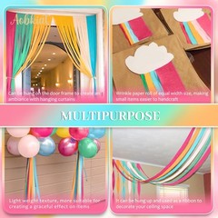 Rainbow Party Streamers 5 Rolls Crepe Paper for Birthdays, Weddings, Showers