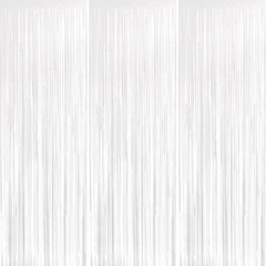 Metallic Silver Tinsel Foil Fringe Curtain, 3 Pack 3.2X6.5 Feet Party Photo Back